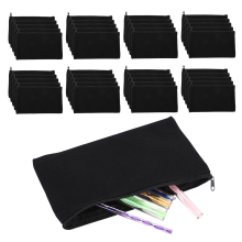 40 stuks canvas etui met rits, make-uptasjes, blanco knutsel- en doe-het-zelf multifunctionele toilet- en opbergzakken (zwart)