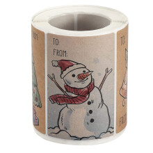 Vrolijk Kerstfeest Cadeaulabels, 250 stuks zelfklevende stickerlabels van 2 x 3 inch met 6 ontwerpen, decoratieve naamlabels