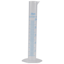 Maatcilinder van kunststof met maatbeker voor laboratorium (25 ml)