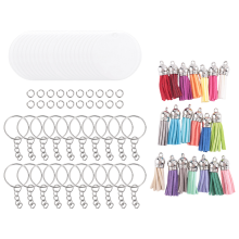 Acryl sleutelhangerset, transparant rond (5 inch), geschikt voor doe-het-zelf vinylhars-knutselprojecten