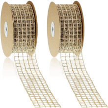 2 rollen 20 yards bij 2,5 inch kerstgaas jute draadlint open geweven net natuurlijke stof
