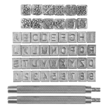 50 stuks letters en cijfers stempelset 6 mm alfabet leren pons stempels metalen bloemmotief gereedschap met handvat
