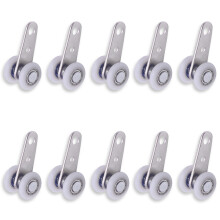 Pak van 10 metalen lagerpoelieblokken van 45 x 19 mm met 2 kunststof wielen voor schuifdeuren van kasten