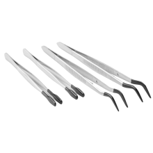 Set van 4 rubberen pincetten voor ambachtelijk laboratorium, industriële hobbytangen, sieradenstempels, plastic doos (12/15 cm).