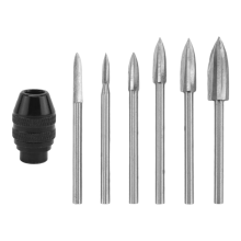7-delige houtsnijgereedschappen, 1/8 inch schacht HSS graveerboorgereedschap, ambachtelijke accessoires met 4486 boorkop voor