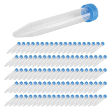 100 stuks conische centrifugebuizen 15 ml met schroefdoppen, gegradueerd en met schrijfmarkeringen, laboratoriumtestcontainer