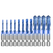 Zeskantschroefdraad metrische tapboormachine HSS-compound handgereedschap voor metaal, staal, hout, kunststof, 12
