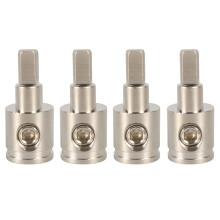 Amp-ingangsreducer 0 gauge naar 4-draads stroom-/aarde-GA-adapters vernikkeld messing 4 stuks