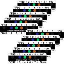 40 stuks temperatuurstrips testlijm 90 tot 100 graden Fahrenheit sticker plakkerig
