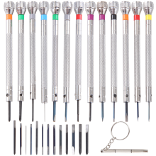 13-delige mini precisie horloge schroevendraaier juweliersset 0,6-2,0 mm met extra vervangbare messen