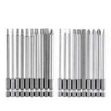 Bitset lang, magnetisch, 20 stuks, 100 mm, Torx T8-T40, zeskant H2-H6, PH1 PH2, PZ2, sleufbit, 1/4 inch zeskant