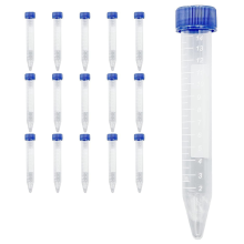 Wetenschappelijke conische centrifugebuizen 15 ml, [50 stuks] plastic reageerbuis met schroefdoppen, 15 ml steriele deksels