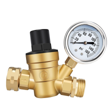 RV-waterdrukregelklep, instelbare reductie met meter en inlaatzeeffilter, messing, loodvrij