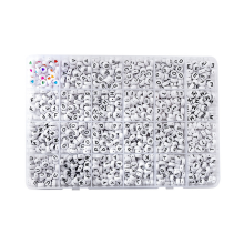 1200 stuks AZ witte platte ronde zwarte letters Engels alfabet acryl kralen set DIY sieraden armbanden kettingen maken