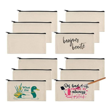 12 stuks lege canvas tassen, etui's, make-uptassen van canvas, effen tasjes met rits, voor schilderen, school, organizer
