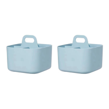 2 stuks Caddys Organizer, stapelbaar plastic met handvat, bureau-caddy's, kunstorganizers en opbergers, make-up blauw