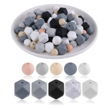 100 stuks ronde en zeshoekige siliconen kralen, kralenset in bulk voor sleutelhangers, sieraden, doe-het-zelf-knutselwerkjes