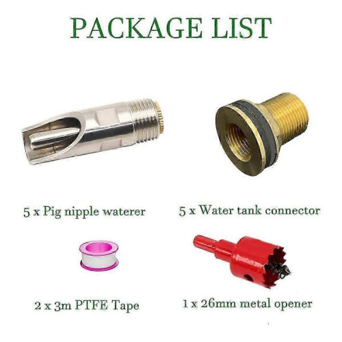 5 Pcs Pig Nipple Waterer for Barrel Kit Automatic Pig Nipple Drinker Hog Drinker Feeder with Brass 2