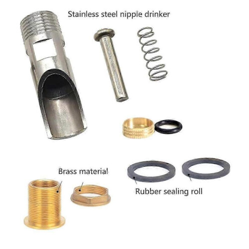 5 Pcs Pig Nipple Waterer for Barrel Kit Automatic Pig Nipple Drinker Hog Drinker Feeder with Brass 1