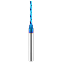 Downcut spiraalfrees met schacht van 1/4 inch, snijdiameter van 1/8 inch, extra lang 3 massief hardmetaal voor houtsnijden en houtsnijwerk