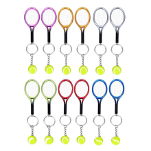 12 stuks mini tennisracket sleutelhanger, modieuze bal splitring voor sportliefhebbersteam
