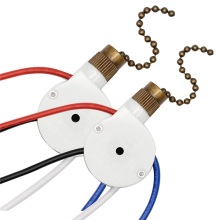 2 stuks plafondventilatorschakelaar ZingEar ZE-208S E89885 3 snelheden 4-draads trekketting, ventilatorschakelaar, brons