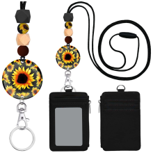 Zonnebloem Lanyards voor ID-badges en sleutels, schattige ID-badgehouder met lanyard, vrouwelijke docent verpleegkundige