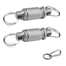 Snelontgrendelbare sleutelhangerset met titanium karabijnhaak en sleutelringen - Geavanceerde draaibare clip 360 graden rotatie