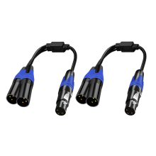 XLR-splitterkabel, 1 vrouwelijk naar 2 mannelijke Y-kabel, gebalanceerde microfoonkabel, audioadapter, 2-pack
