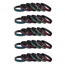 Set van 30 motiverende armbanden van siliconen voor mannen en vrouwen in het zwart