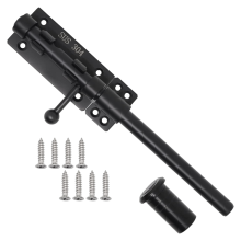 Robuuste schuifgrendel met hangslot, horizontale vloerbevestiging en afsluitbaar (zwart, 25 cm)