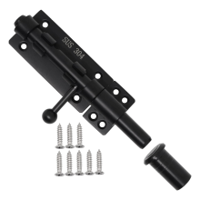 Robuuste schuifgrendel met hangslot, horizontale vloerbevestiging en afsluitbaar (zwart, 15 cm)