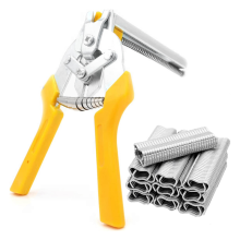 Type M Varkensnagelringtangset met 2400 clips voor het bevestigen van hekken, het installeren van stoffering, dierenkooien, geel