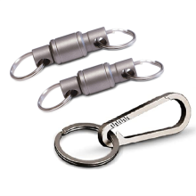 Snelontgrendelbare sleutelhangerset met titanium karabijnhaak en sleutelringen, draaibare clip, 360 graden rotatie, 3 stuks
