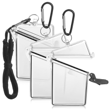 3-pack waterdichte ID-kaart badgehouder met koord, transparante koorden voor badges en sleutels