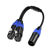 1 mannelijke naar 2 vrouwelijke XLR Y-splitter microfoonkabel, 3-pins dubbele Y-splitter gebalanceerde microfoonkabels (1 stuk)