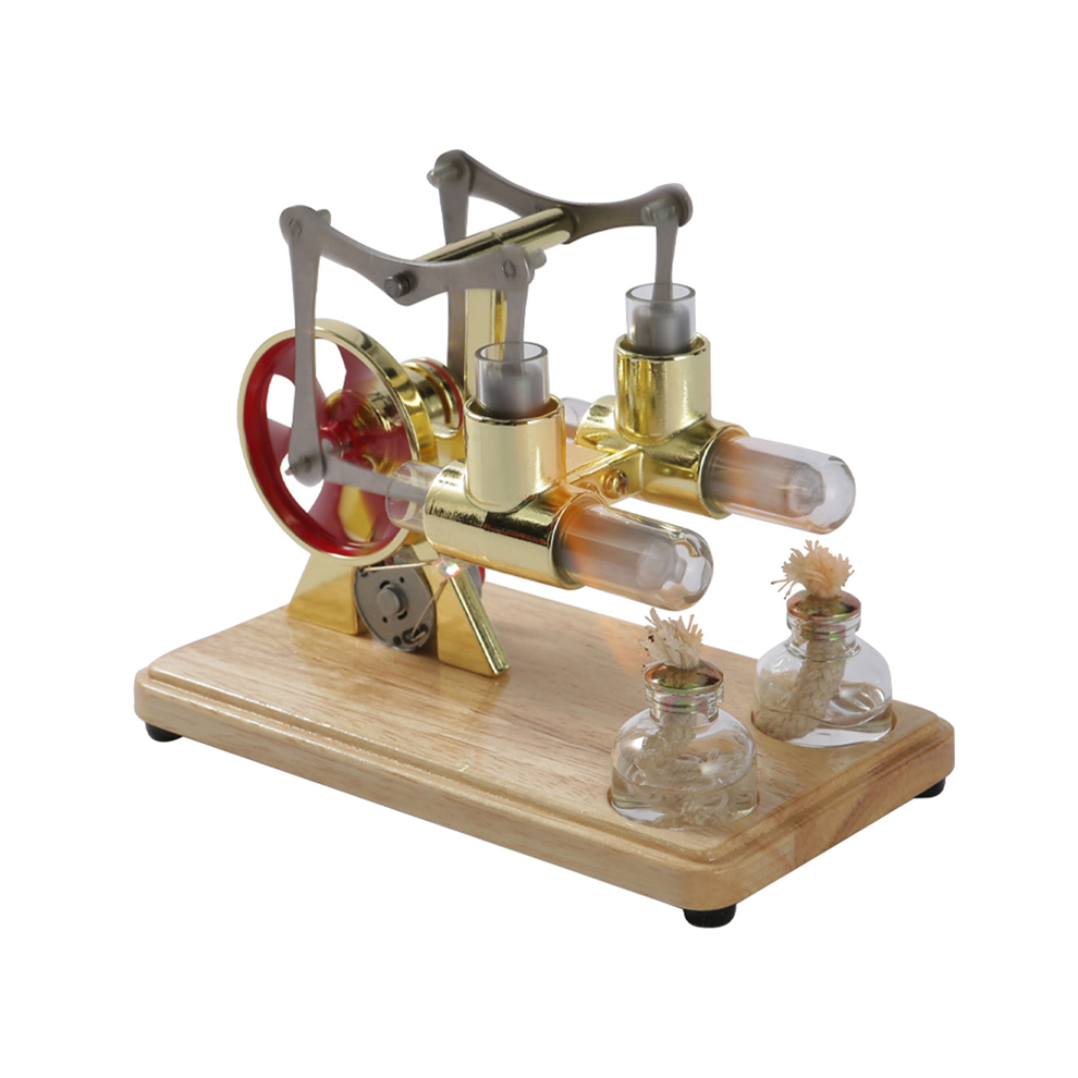 Stirlingmotor-Kit Hot Model Dubbele Generator Met Led-Licht Vliegwielontwerp Wetenschappelijk Experiment-image