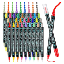 36 kleuren acrylverfmarkers met fijne punt voor volwassenen en kinderen, metallic klassieke dubbele maker