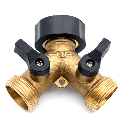 Tuinslangsplitter 2-weg zware messing aansluiting kraansplitter, Y-kleppen met extra rubberen ring 1