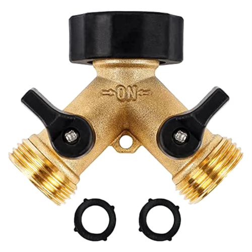 Tuinslangsplitter 2-weg zware messing aansluiting kraansplitter, Y-kleppen met extra rubberen ring