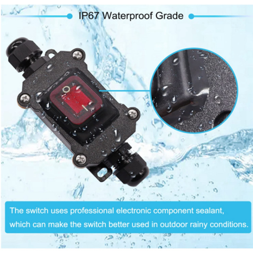 IP67 waterdichte inline-schakelaar 12V DC 20A hoge stroomsterkte 2