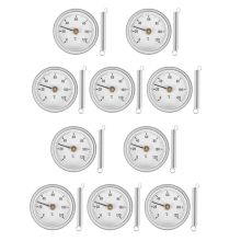 10 stuks 63 mm buisklemthermometer met ronde plaat en veer, bereik 0-120 , aluminium behuizing