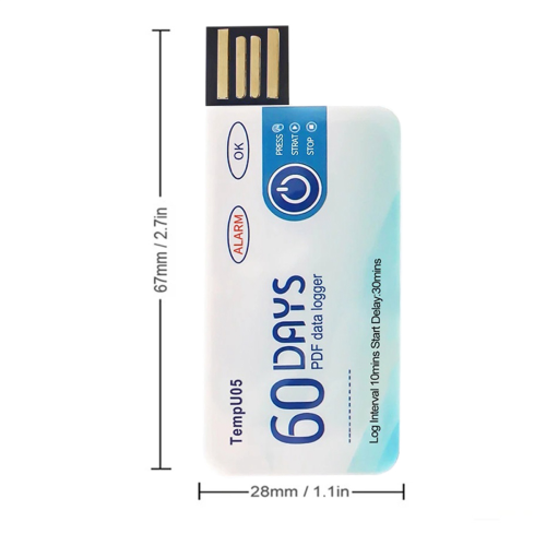 TempU05 Temperatuurdatalogger 60 dagen Wegwerpanalysator PDF USB 2