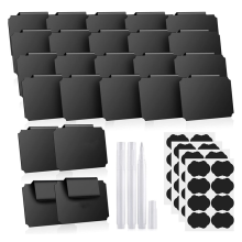 24 stuks mandlabels, premium prullenbaklabels met clip, voorraadlabels voor opbergbakken, stoffen vierkanten