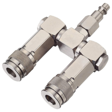Luchtslangaansluiting 2-weg splitter 1/4 inch compressoraccessoires fittingen draaibaar 360 graden connectoren