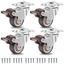 Meubelwielen Klein 50mm, 360 graden draaibaar Zware belastbaarheid Stille massief rubberen set van 4