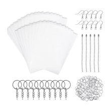 Verpakking met krimpfolie, inclusief 125 stuks blanco krimpfolie, sleutelhangers en accessoires voor doe-het-zelf-ornamenten