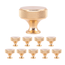 10-pack champagnebronzen gekartelde kastknoppen, ronde keukengrepen voor lades, kasten en kledingkasten