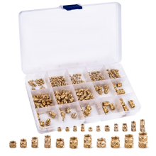 340 stuks M2 M2.5 M3 M4 5 M6 metrische gekartelde moeren assortimentset met schroefdraad, messing, hittebestendig voor 3D-printen