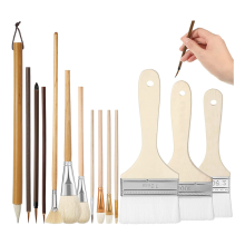 14 stuks verfkwasten in verschillende vormen, glazuur, acryl, sets voor pottenbakkers, volwassenen, kinderen en studenten